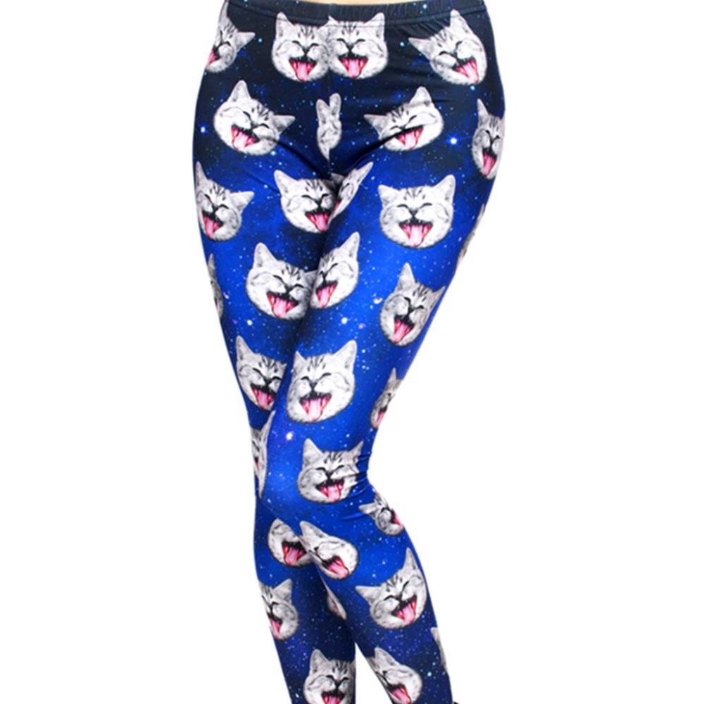Callie Plus: Starry Space Cat Lover Leggings XL 3 Pack